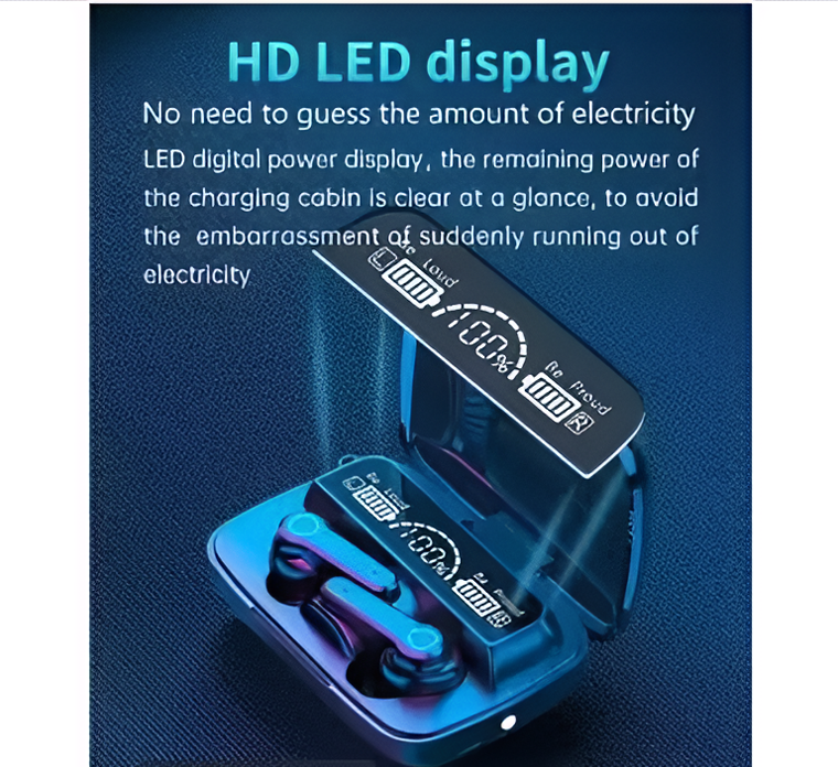 M 19 TWS Bluetooth 5.0 Wireless In Ear Earbuds Touch Waterproof LED Digital Display Bluetooth Headset (Black, True Wireless)