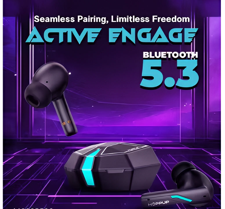 Hoppup Xo6 Gaming Earbuds with 35MS Low Latency, RGB LED, 13MM DRIVERS & 50H PlayTime Bluetooth (Cobalt Blue, True Wireless)