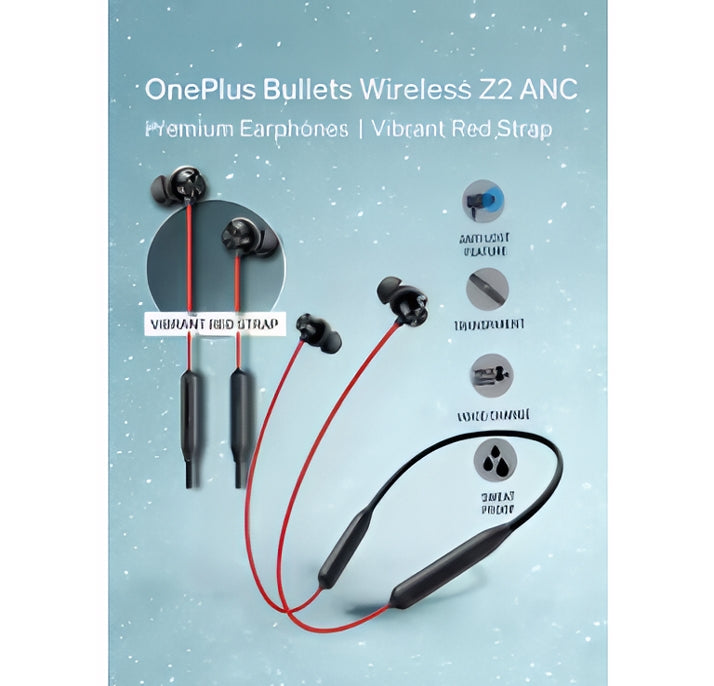 Z2 ANC Neckband Bullets-oneplus new- FAST CHARGING 3 Days Backup,High Quality Sound,Pure Bass bluetooth neckband wireless headphone earbuds true wireless tws NECKBAND ∥ RED Colour