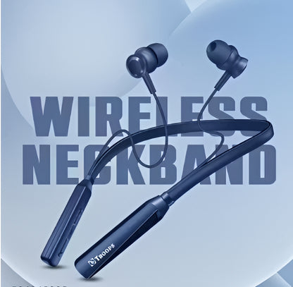 TP Troops Wireless in-Ear Neckband Bluetooth Earphones with 10mm Drivers, Rich Music Experience, Above 20 Hours Playtime, Type C Fast Charging, Neckband Earphones with Voice Assistant-Blue