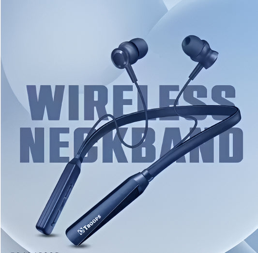 TP Troops Wireless in-Ear Neckband Bluetooth Earphones with 10mm Drivers, Rich Music Experience, Above 20 Hours Playtime, Type C Fast Charging, Neckband Earphones with Voice Assistant-Blue
