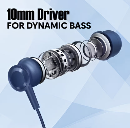 TP Troops Wireless in-Ear Neckband Bluetooth Earphones with 10mm Drivers, Rich Music Experience, Above 20 Hours Playtime, Type C Fast Charging, Neckband Earphones with Voice Assistant-Blue