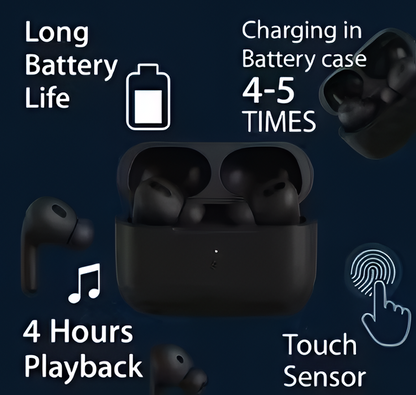 Wireless TWS Bluetooth Ear buds with Free Protective Case (black) | High-Quality Sound | Long Battery Life | Touch Control Ear buds | Comfortable Fit | Bluetooth 5.3 Ear buds ,Perfect for Music, Calls, and | Ideal for Gaming, Workout, and Travel